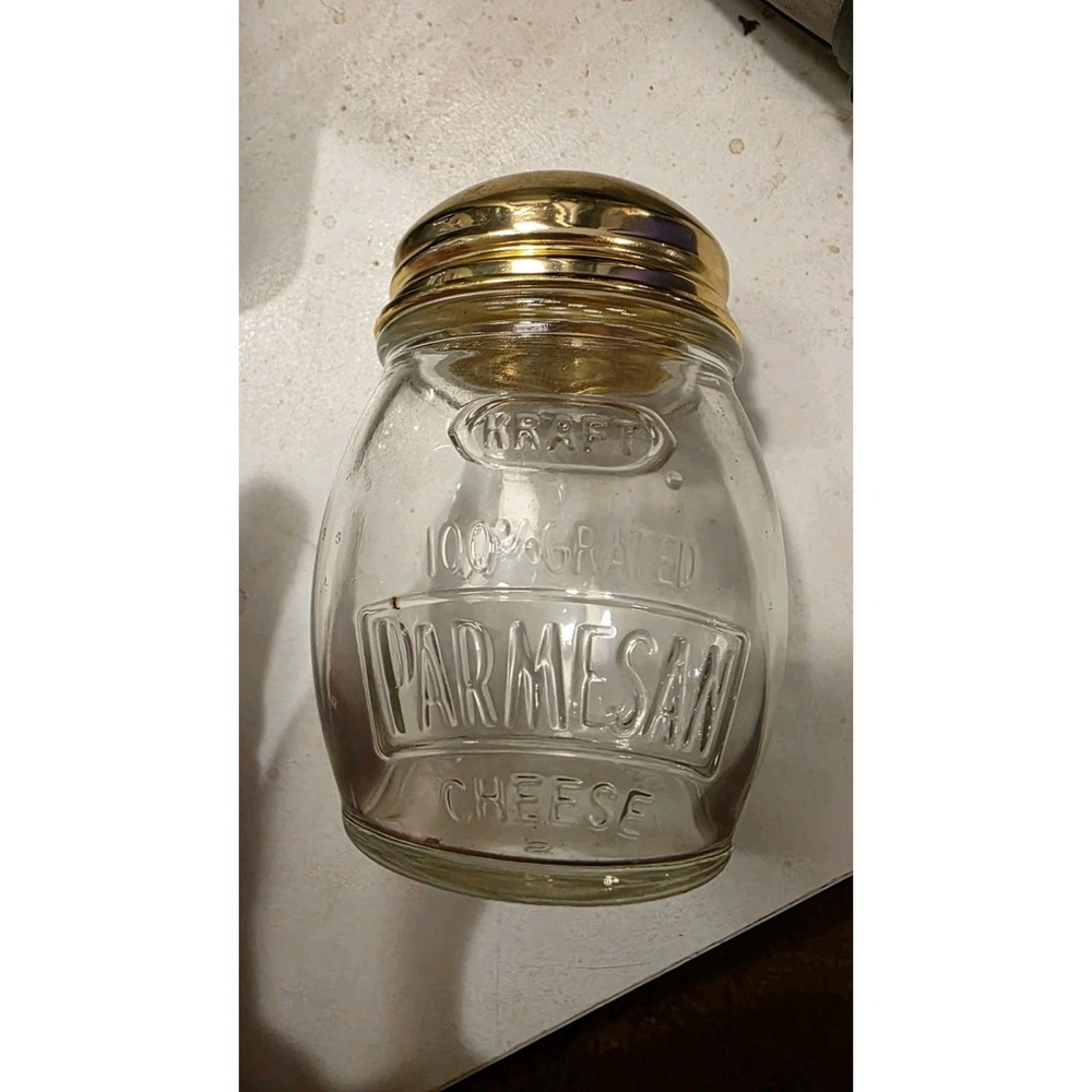 Kraft 100% Grated Parmesan Cheese Glass Shaker Screw Gold Tone Lid